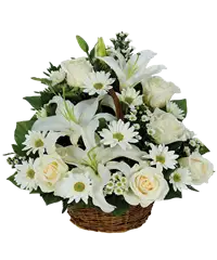 Cesto Funebre di fiori bianchi